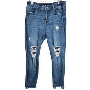 Judy Blue Skinny Fit Jeans Women's‎ Size 14W Distressed Ripped Blue Denim